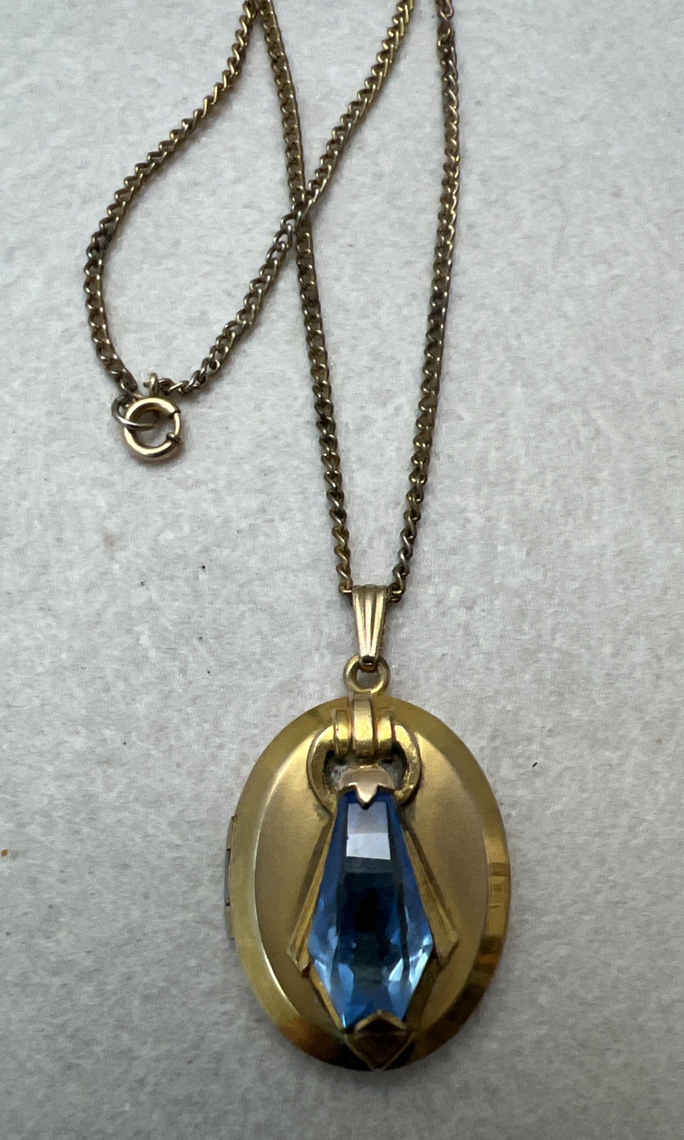 Antique Edwardian Gold Filled Or Gold Plated Fancy Faceted Stone Locket Necklace
