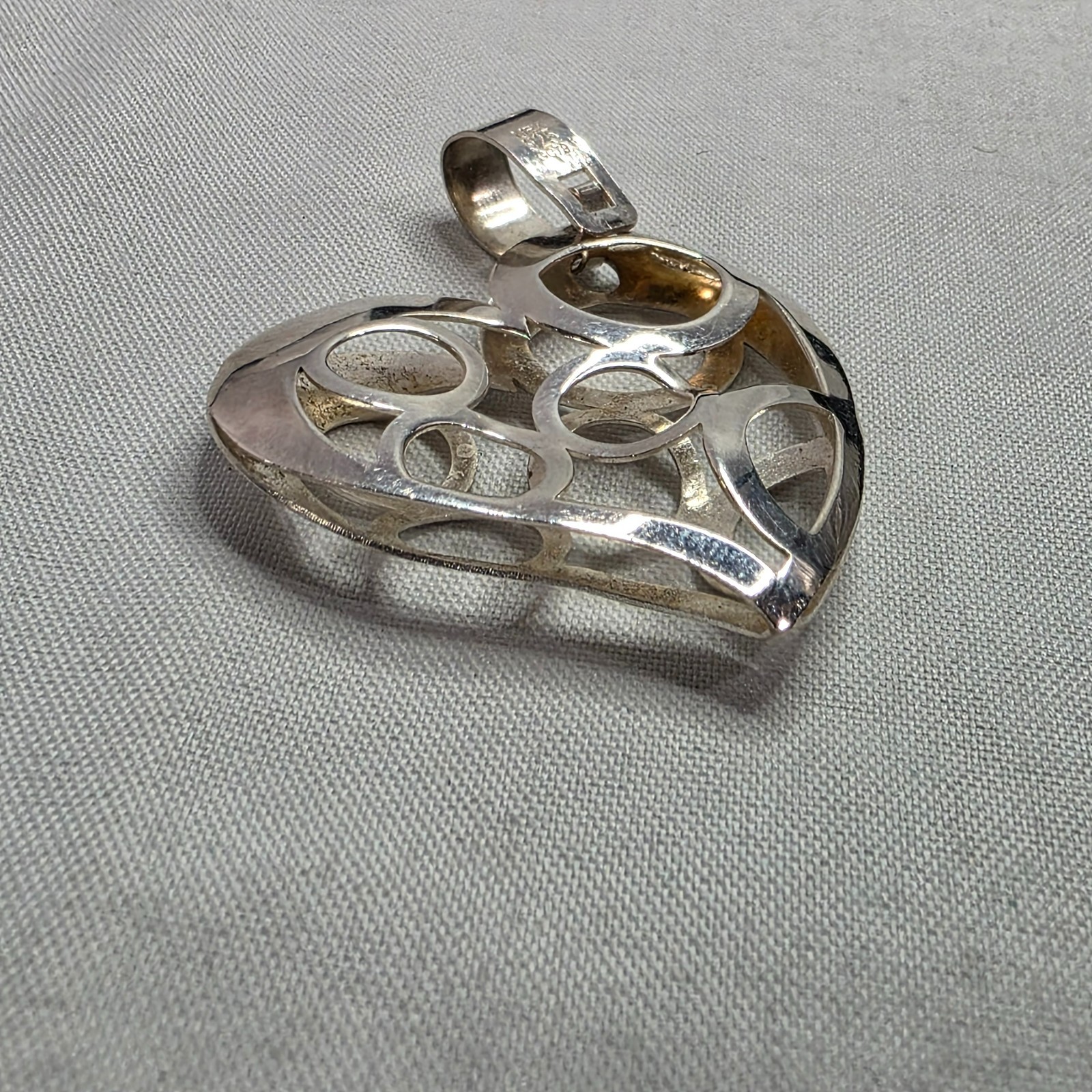 MCK MEX 925 Sterling Silver Heart Pendant Cutout Design GC79 3.84g