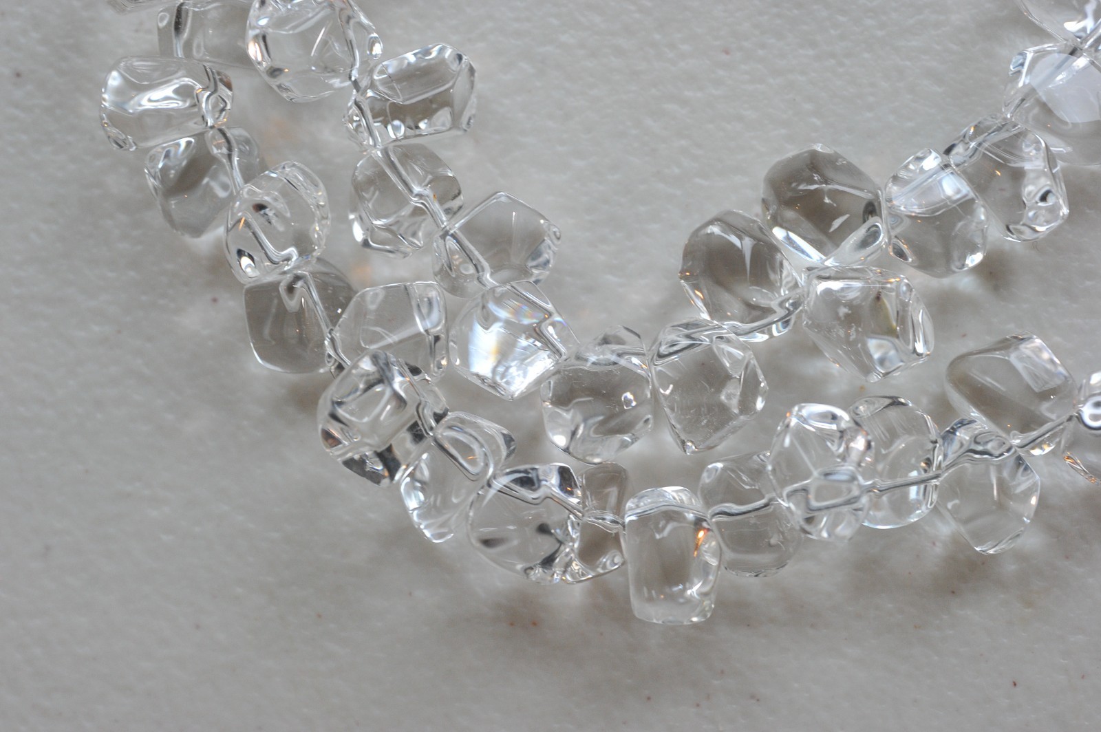 VTG clear rock quartz crystal tumbled polished sterling clasp necklace 258 Grams