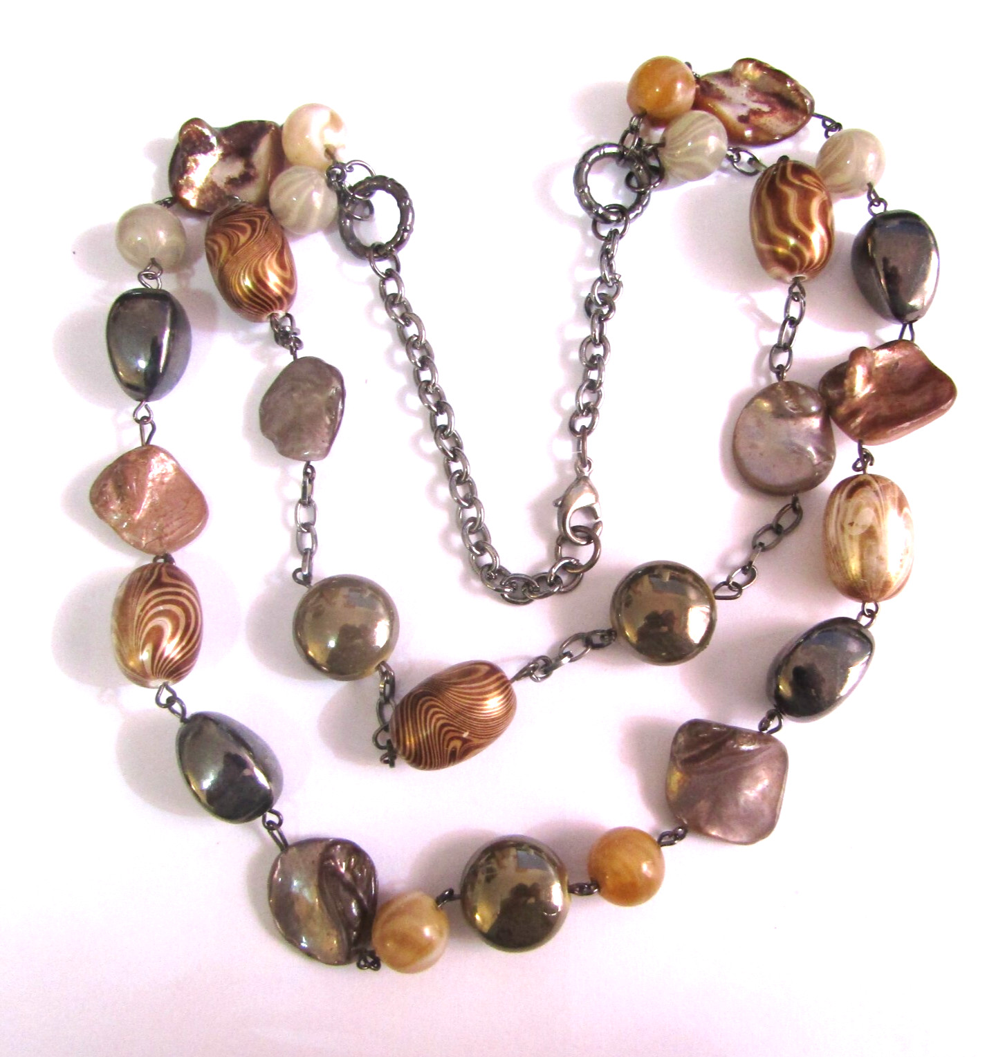 Vintage Abalone Lucite bead Necklace Double Strand 2*18*21