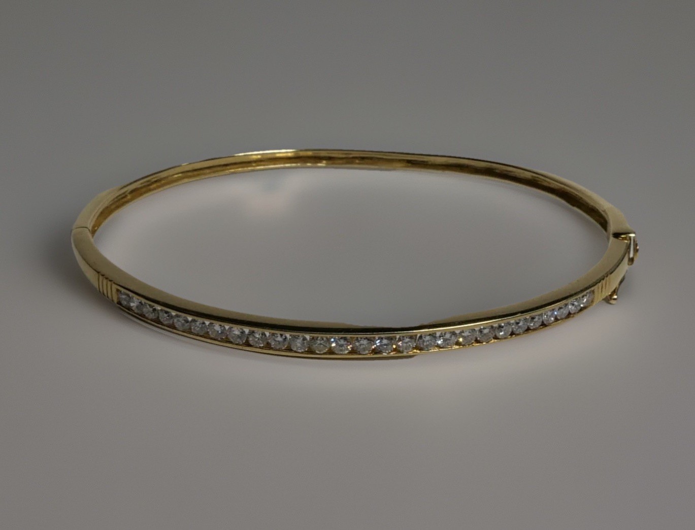 18K Yellow Gold Diamond Bangle Bracelet – 0.80 TCW – Secure Double Clasp