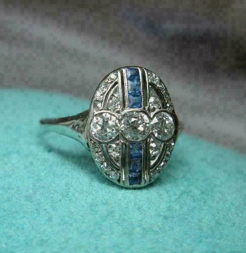 Art Deco 1.24CT Round Cut Lab Created Diamond Art Deco Vintage Ring 14K Gold FN