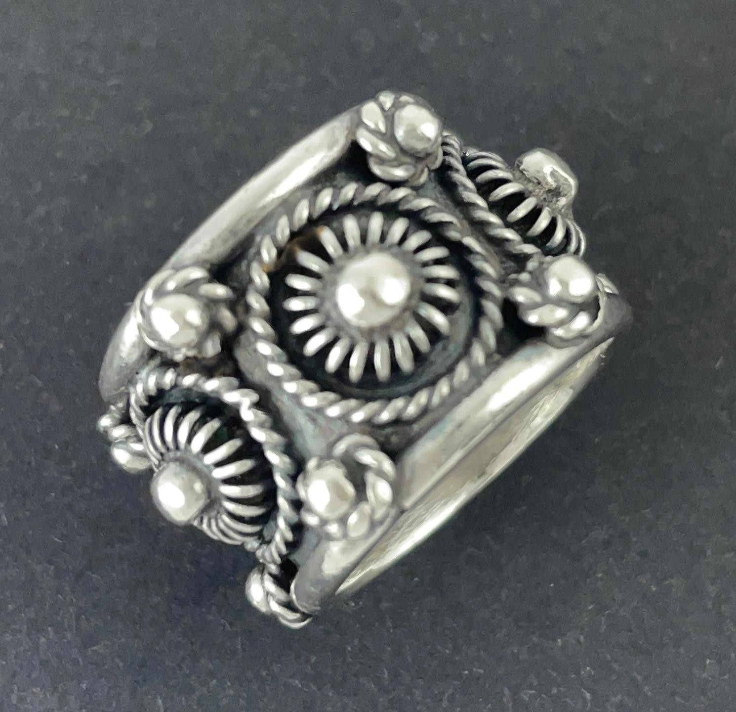 VINTAGE TAXCO MEXICO STERLING SILVER WIDE BAND RING J MORALES SIZE M½