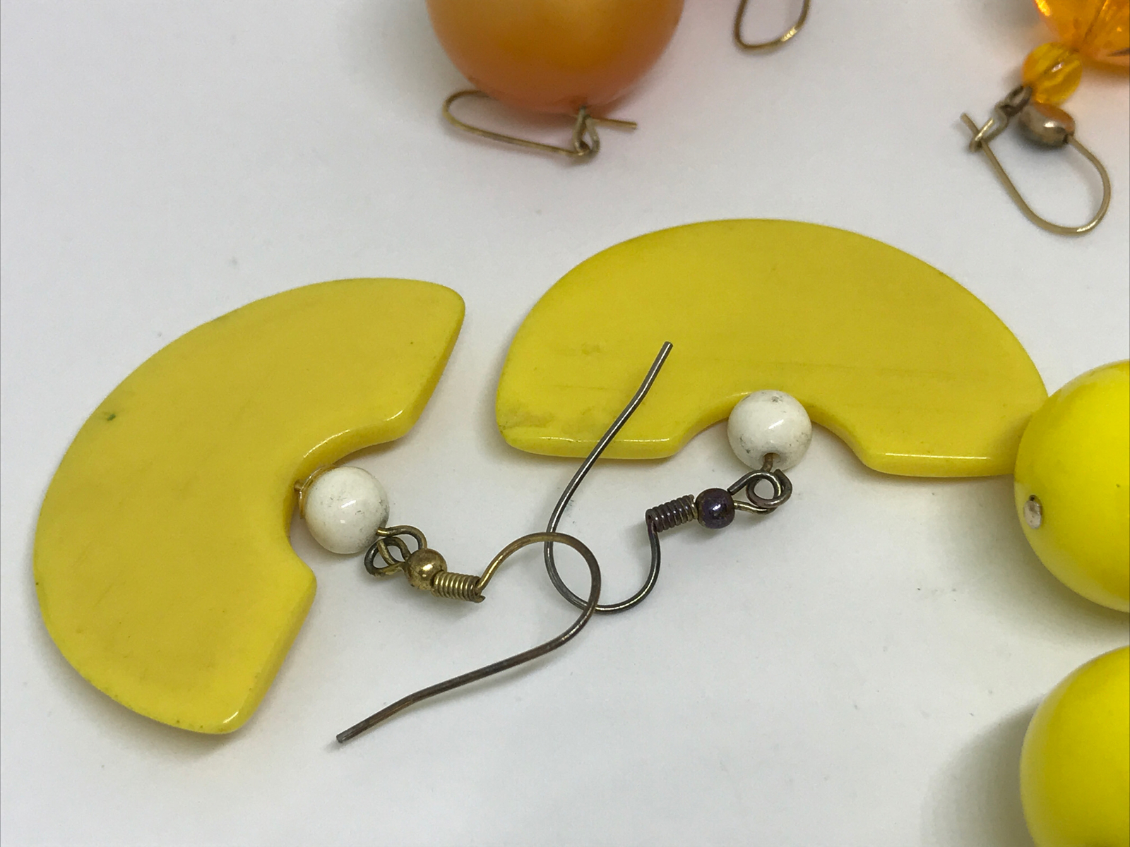 Vintage Retro 1950’s-1980’s EARRINGS Mustard Yellow Orange Gold Fill 4 Pair Lot