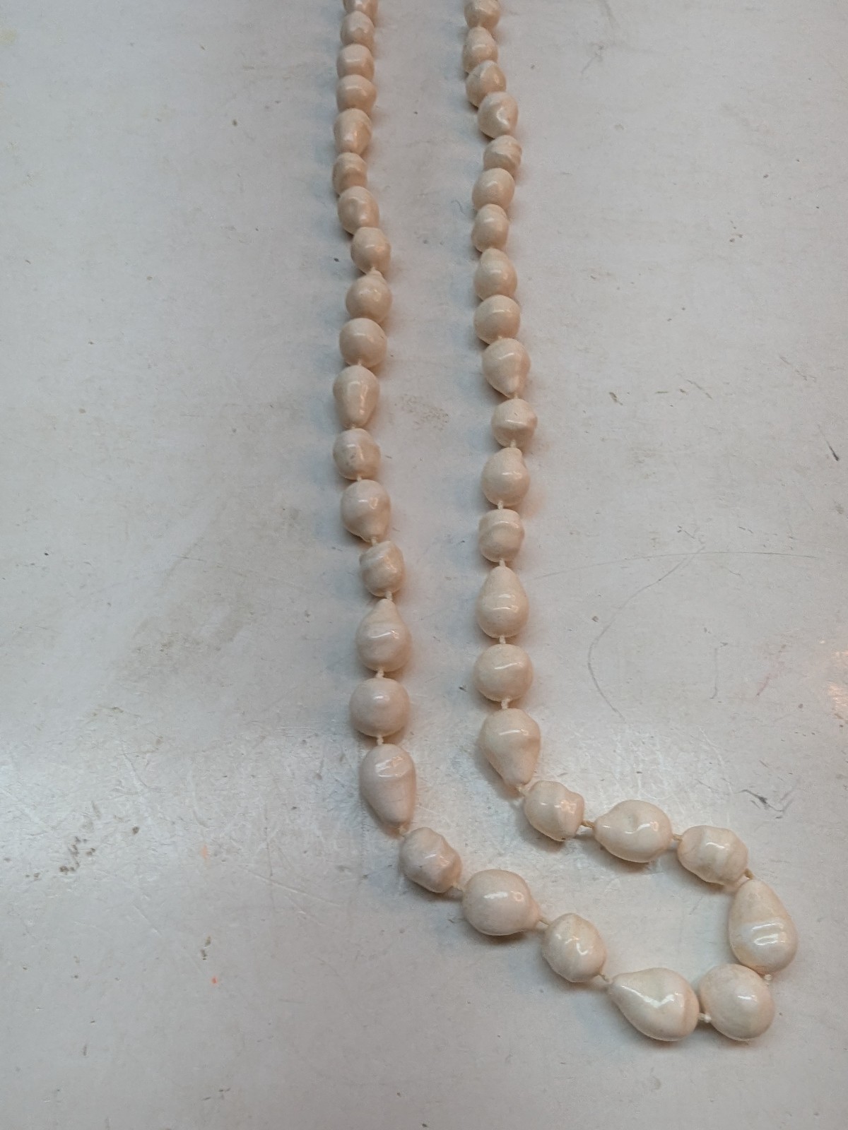 LOT OF 2 White Necklace Cluster Popcorn Twisted Faux Pearl and Seashell Beads