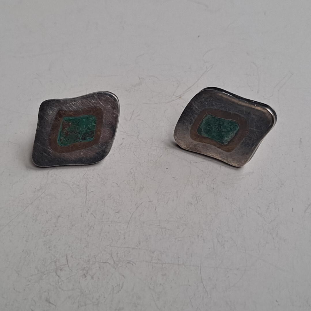 Vintage MCM Signed Mexican S.S. LOS CASTILLO Jewelry Ear Rings Taxco