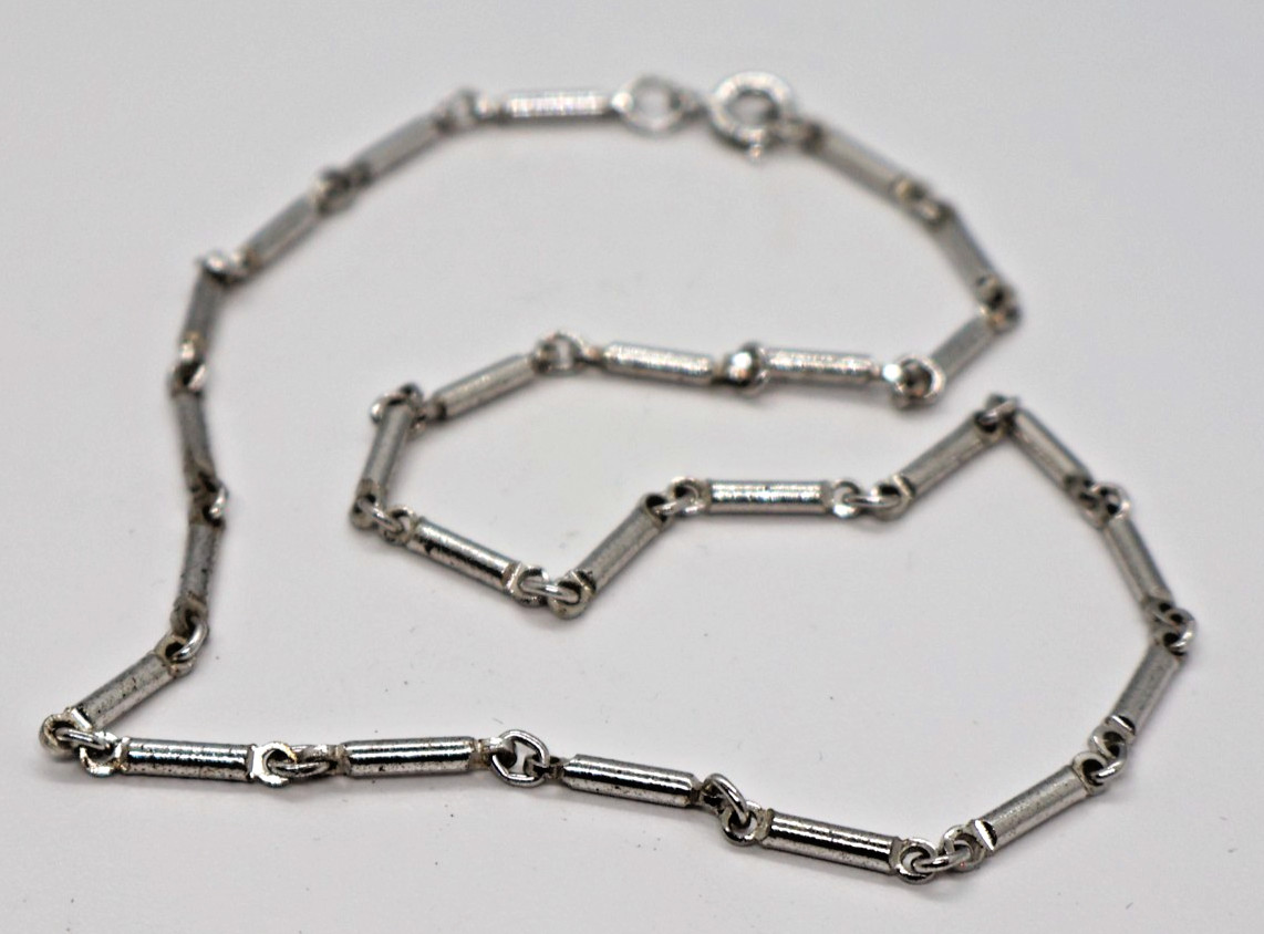 Vintage Silver Tone Bar Link Chain 16 Inches