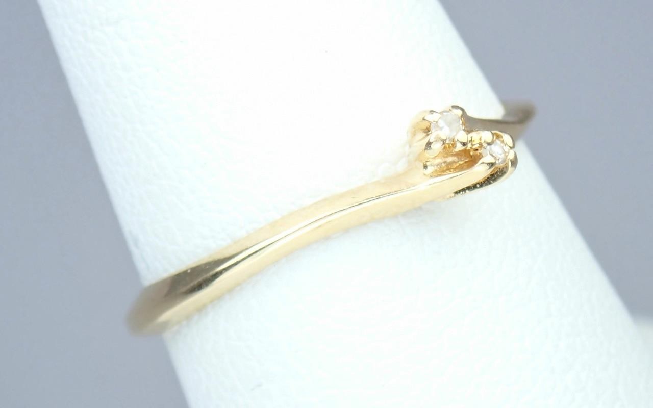 Dainty Vintage Estate Solid 14K Gold SAMUEL AARON Diamond Toi Et Moi Ring NY 6.5