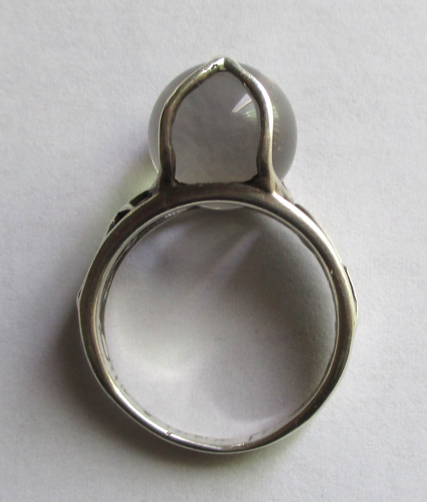 Sz 6.75 VINTAGE STERLING SILVER ROCK CRYSTAL POOLS OF LIGHT STAR RING