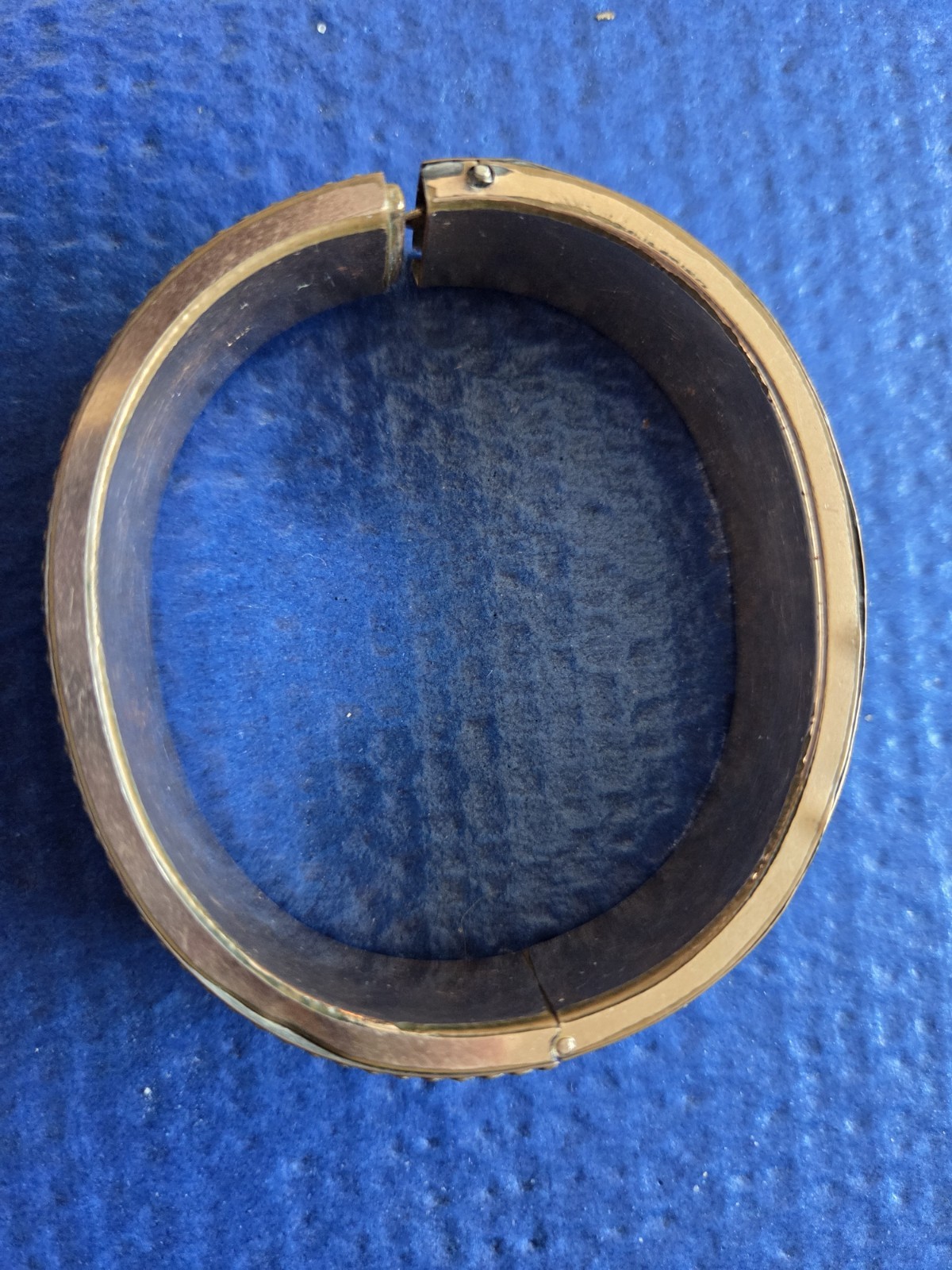Victorian Hinged gold filled or rolled gold Engraved bracelet A.L.M. 1908