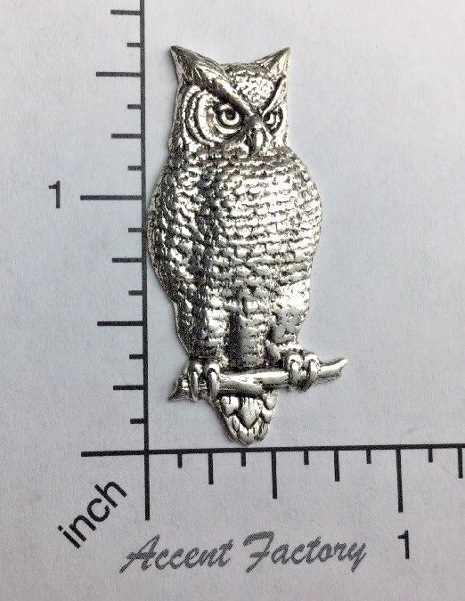 Victorian Owl Brass Jewelry Finding – Brass Ox, Silver Ox, Copper Ox 3595