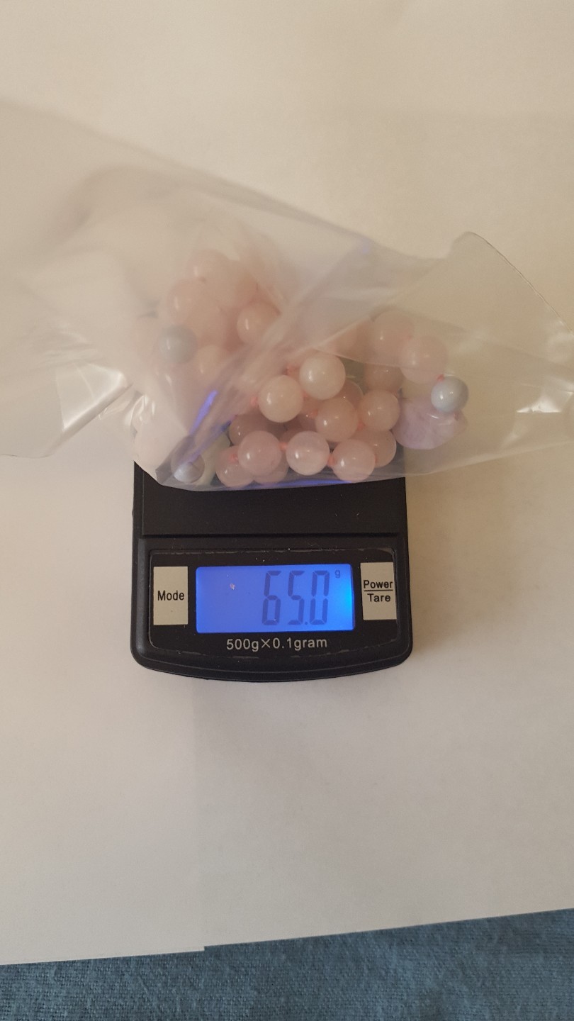 Asian pink Jade knotted beaded necklace, Long 64 grams, tested. Pretty!