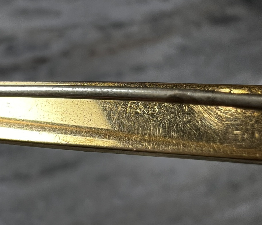 Antique Foster & Bailey Victorian Gold Plated Brooch, Etched, Letter “P”