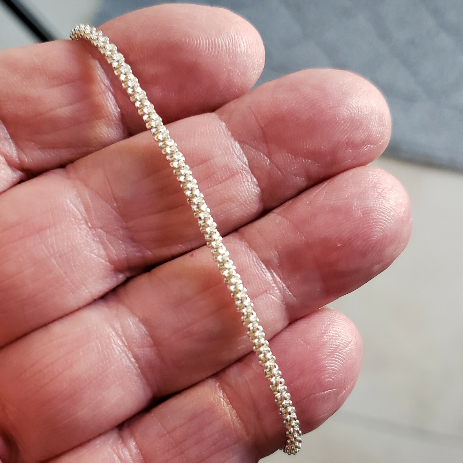 Sterling Silver Italy MWS Tennis Bracelet Rope Design 4.0g 7.25 in [6840]
