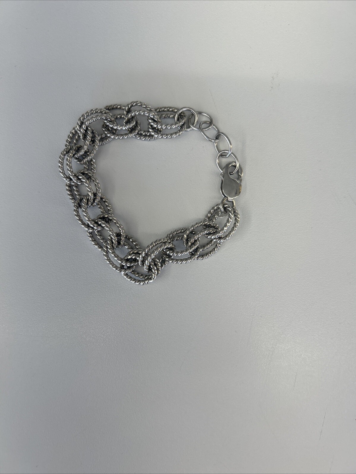 925 Sterling Silver Vintage Double Rolo Link Bracelet 8”