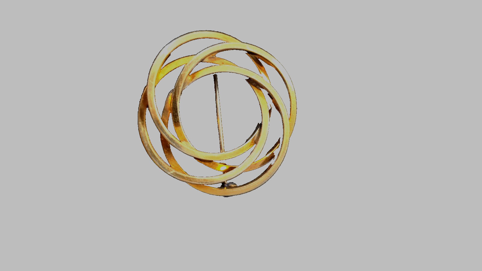 Vintage love knot circle pin 1+1/4″ marked 1/20 gold filled WRF used good cond.