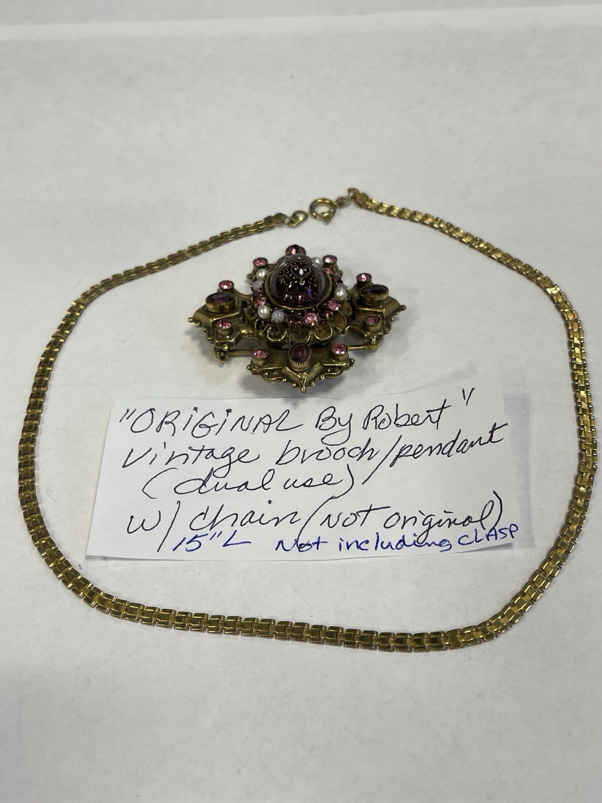 ORIGINAL BY ROBERT VINTAGE MALTESE CROSS RARE PENDANT BROOCH/PIN AWESOME COLORS