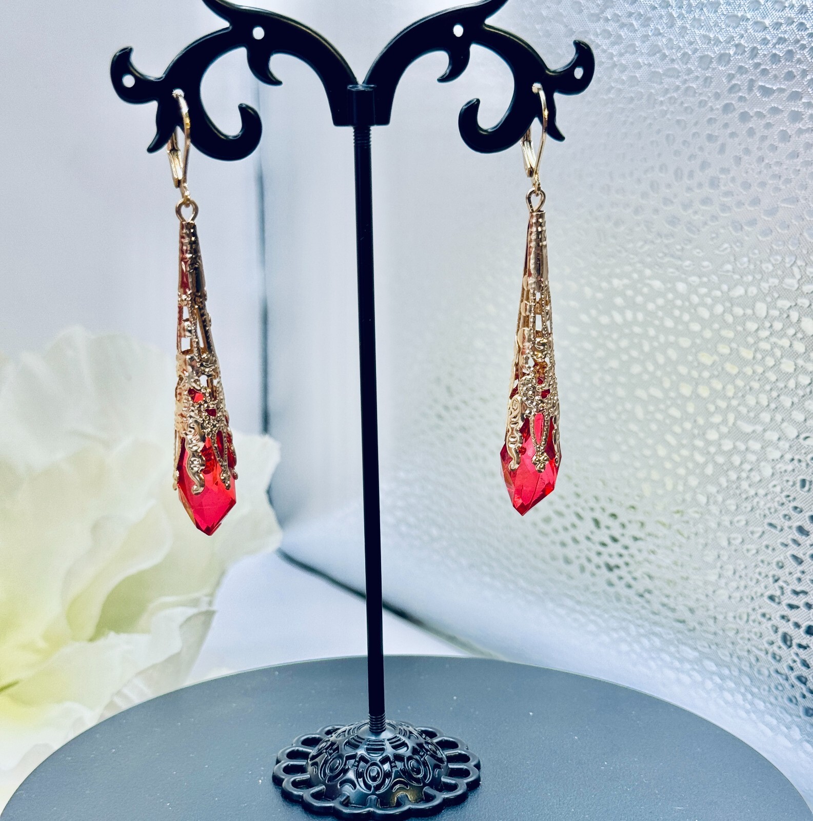 Beautiful Pink Lot 42″ & 20″ Crystal Necklaces Stunning Earrings + Gorgeous Ring