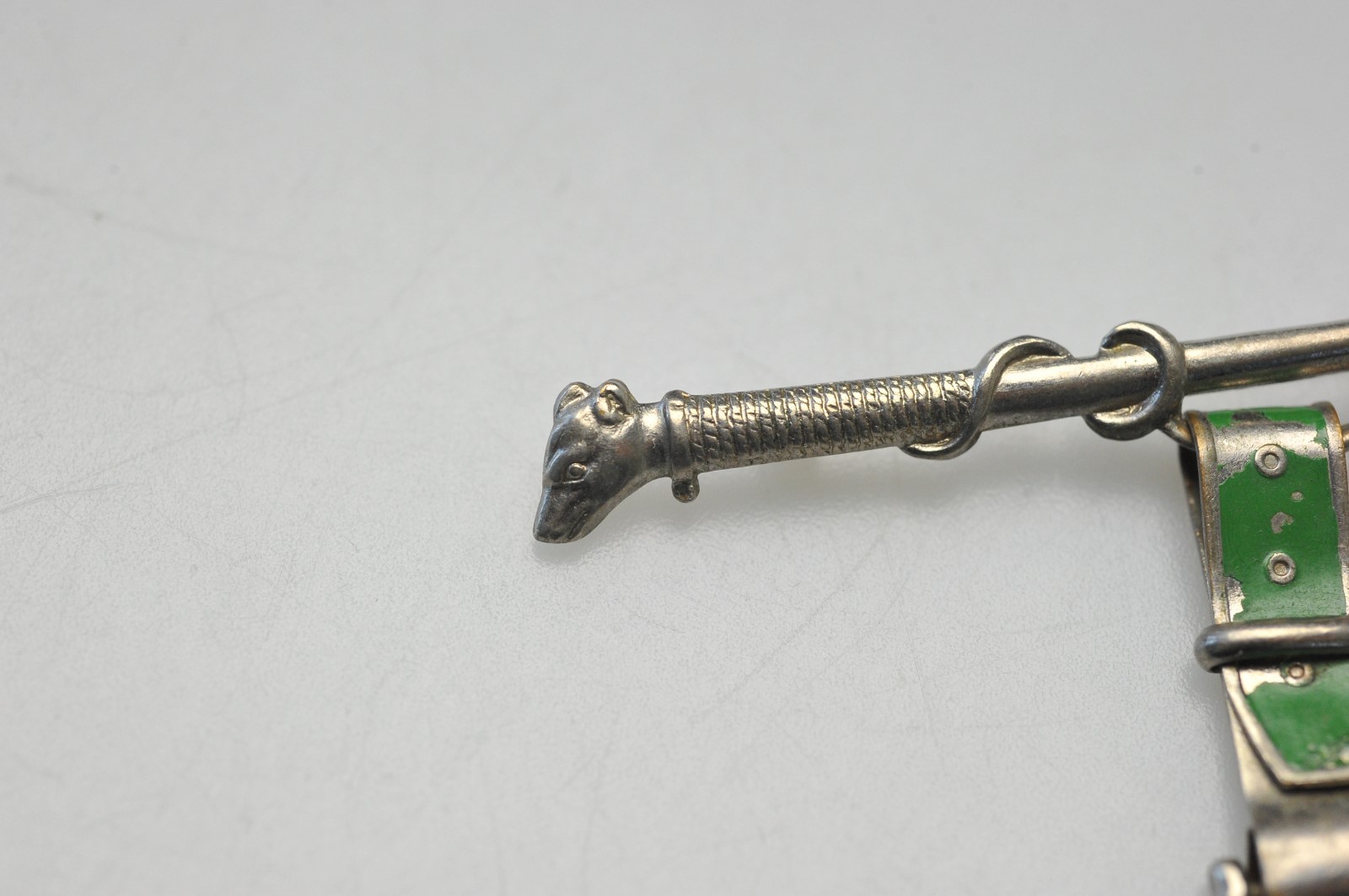 Vtg Equestrian Horse Stirrup Bar Pin Brooch Hunt Riding Stock Pin dangle BB3