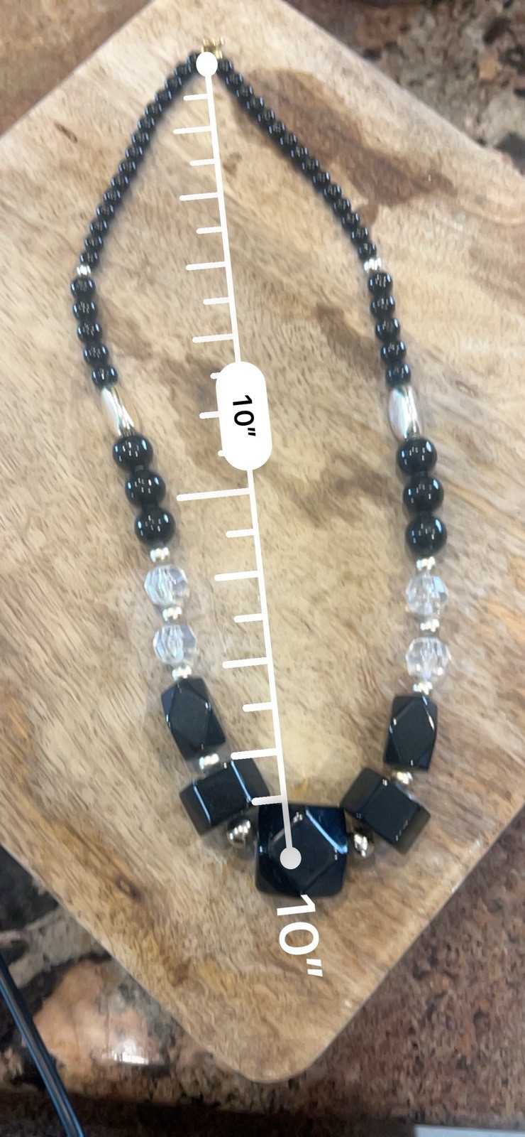 Vintage Black/clear Resin Beaded Necklace With Gold Accents. Grandmacore Boho