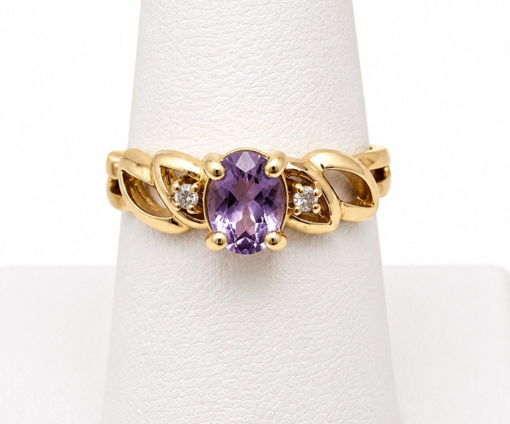 Vtg Gold Plated Genuine Gemstone 6 Ring Lot Topaz Sapphire Ruby Amethyst Garnet