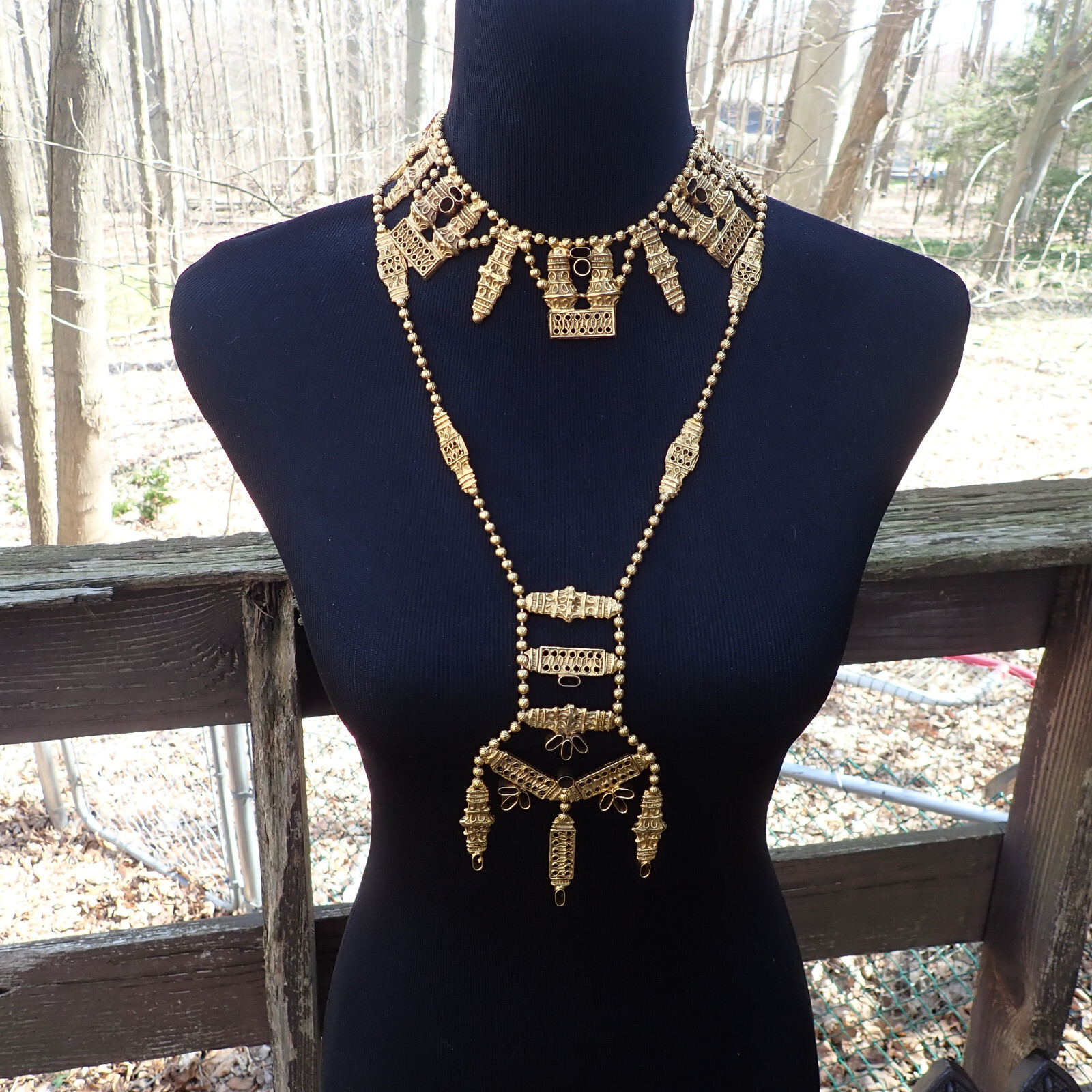 Book Juliana D&E for KJL Cast Urn Parure Bib Necklace Bracelet Egyptian Set