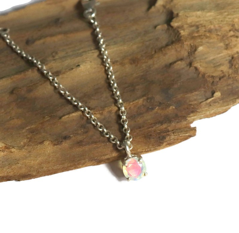sterling silver fire opal pendant silver girly jewelry daily wear jewelry