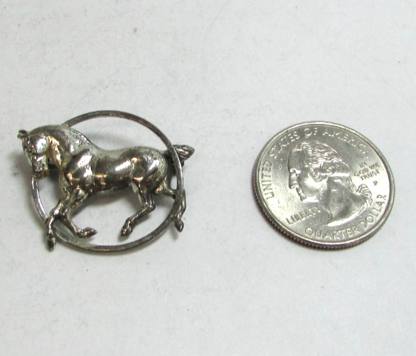 Vintage BEAU Sterling Silver Running Horse Brooch Pin