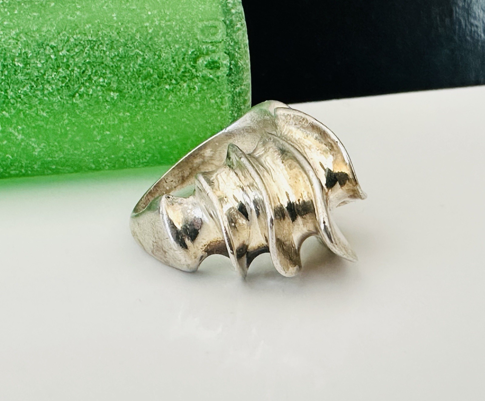Abstract Ring Sterling Silver 925 Mid Century Modernist Retro Signed