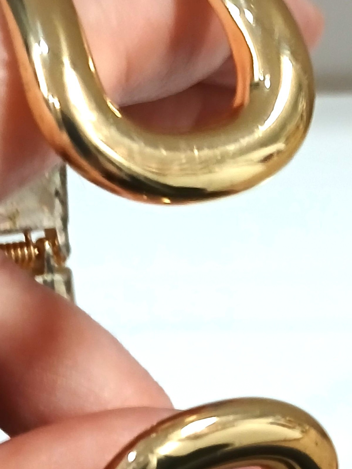 Vintage Gold-Tone Open Cuff Bracelet With Abstract Design & Hinged Closure