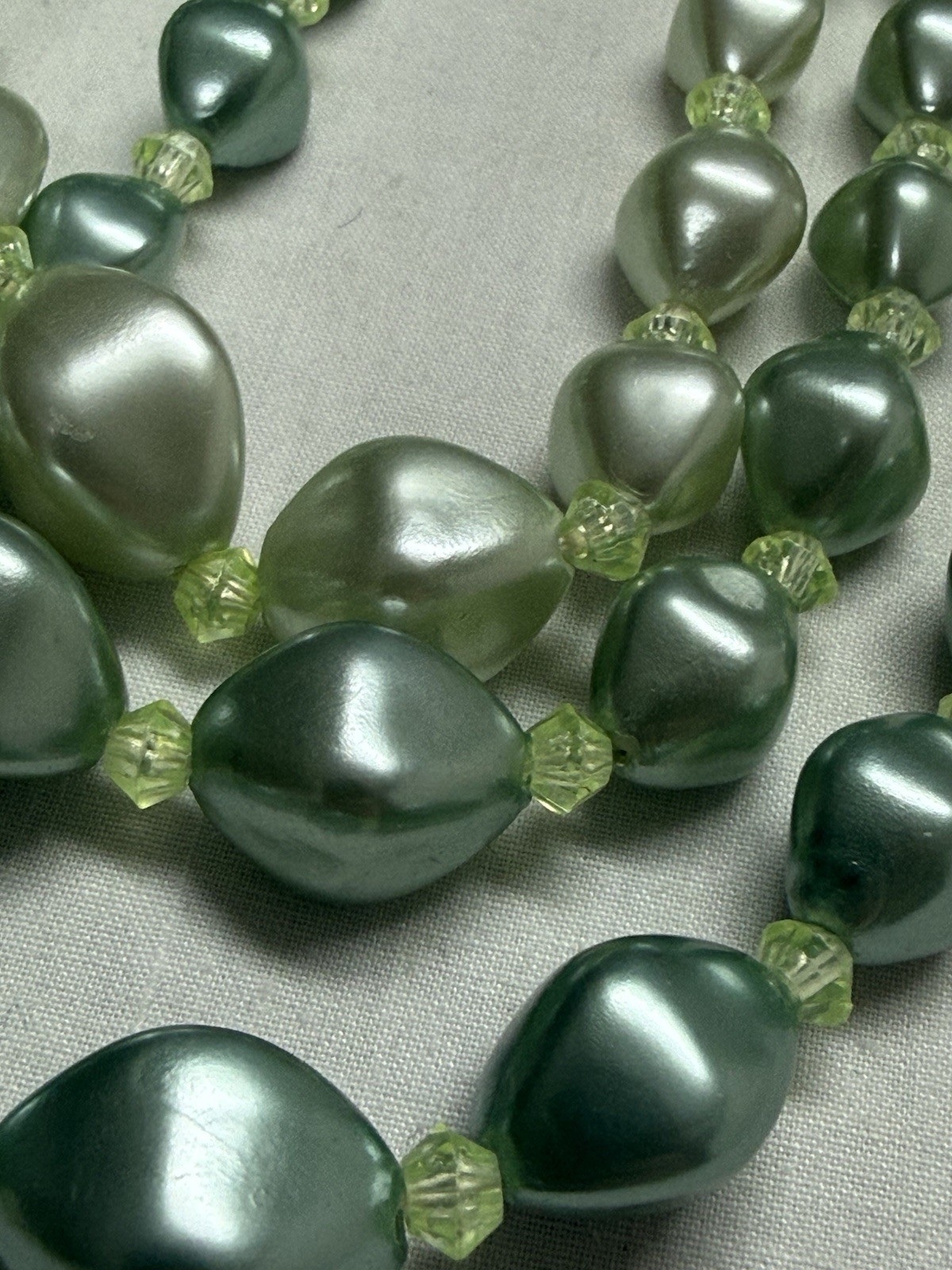 1960’s HONG KONG. 3 Strand Bead Choker Necklace 16″ With extender