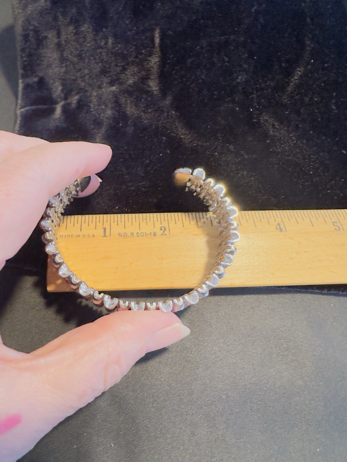 Vintage Cuff Bracelet Bangle Silver Tone Cuff Bamboo Design Good Quality Metal