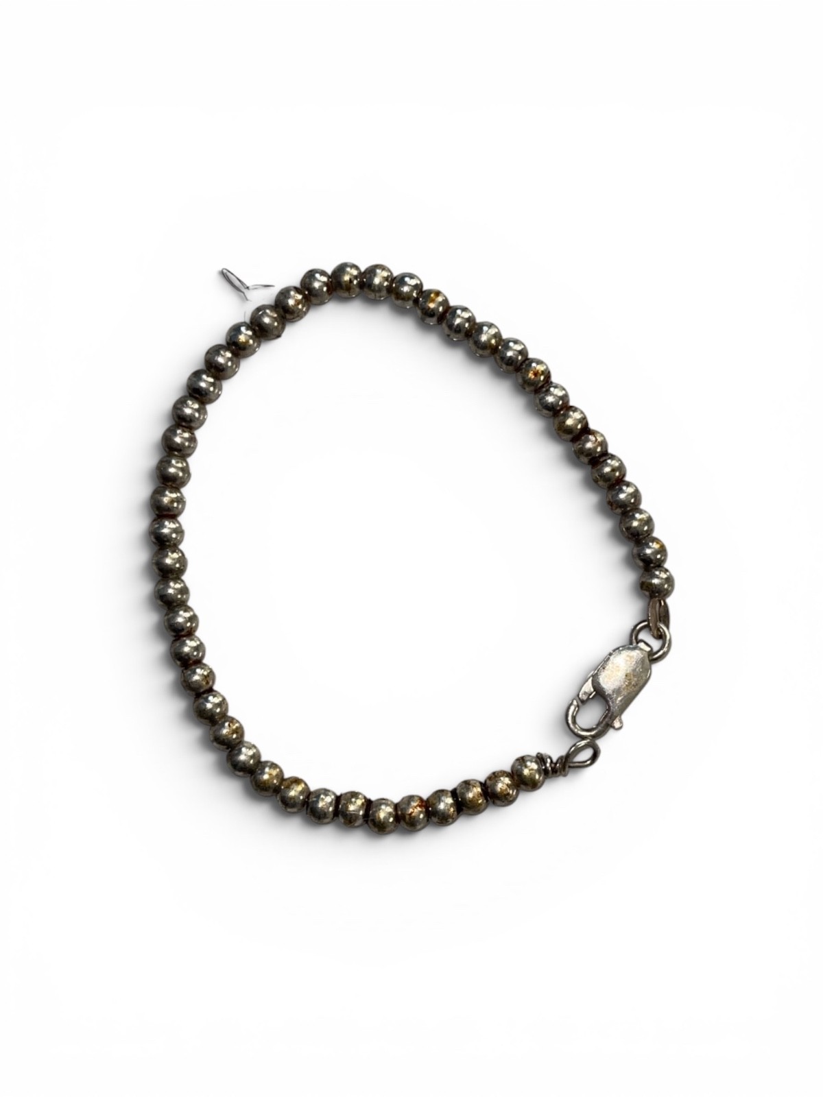 Vintage Sterling Silver Beaded Bracelet Ball Bead Lobster Clasp Minimalist (A53)