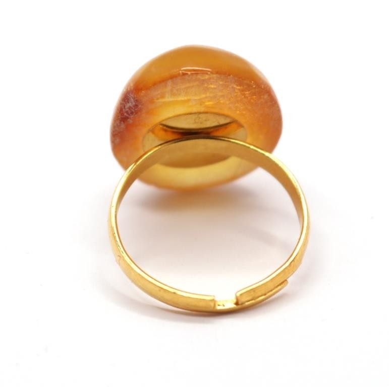 Soviet-era USSR Ring Golden Color With Honey Color Baltic Amber 92
