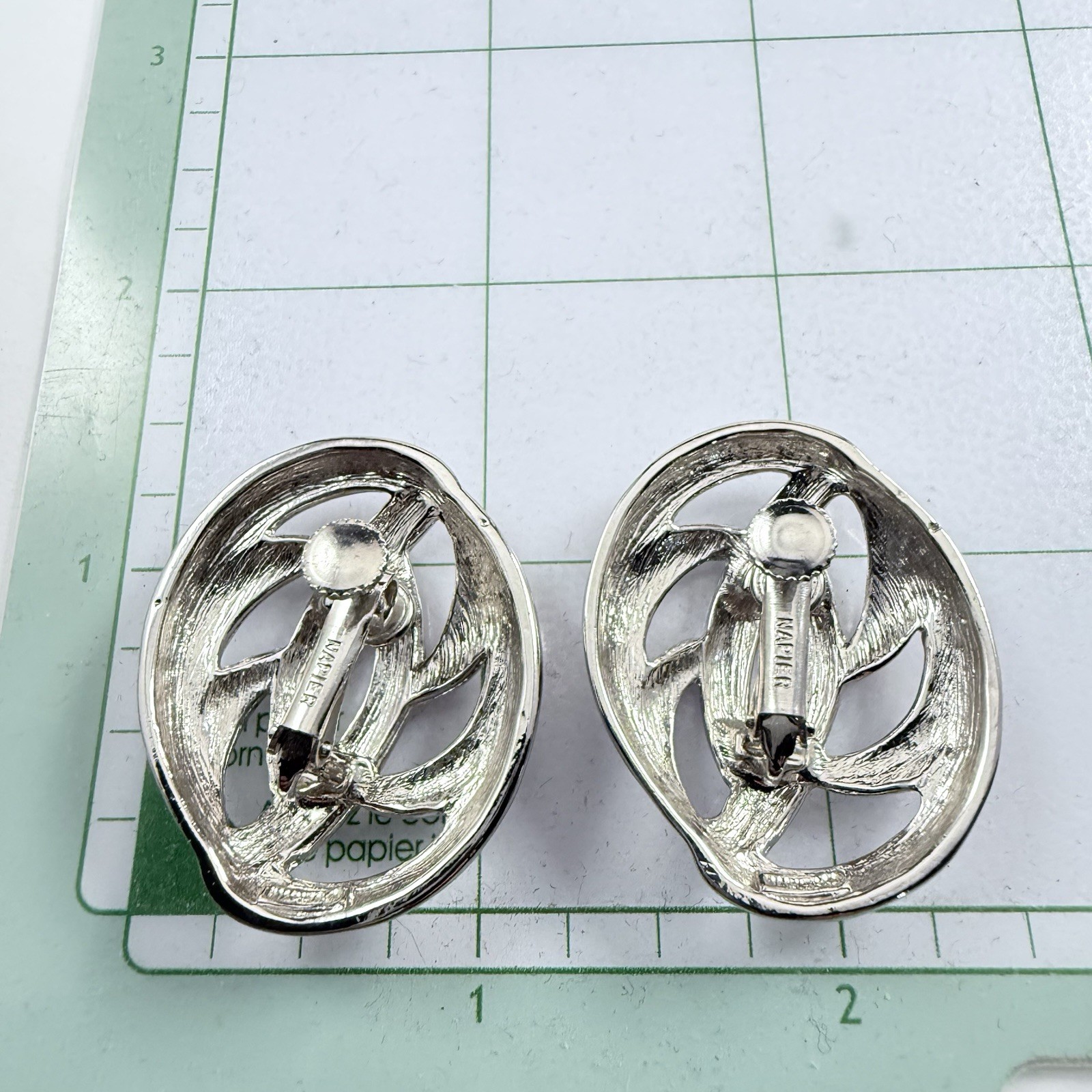 Vintage NAPIER Signed Silver Tone Adjustable Clip on Earrings
