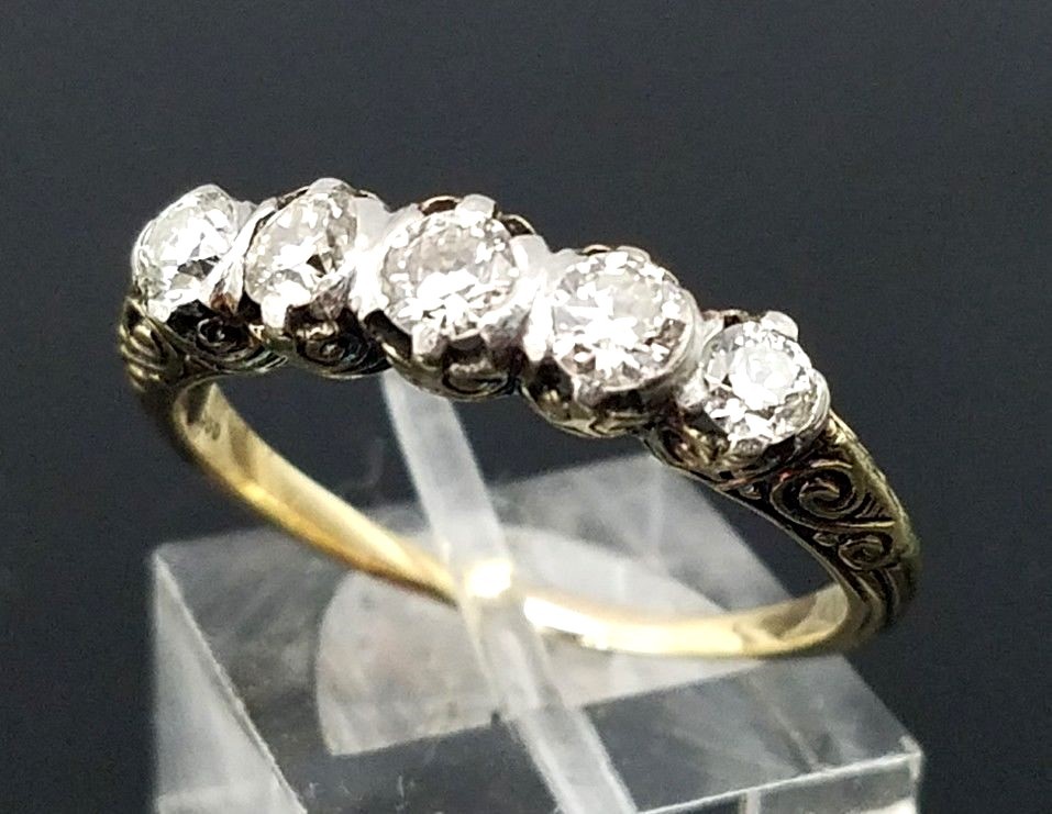 Art Deco Era 14 Karat Yellow Gold 1.00 CTW Diamond Band By Weinman Brothers
