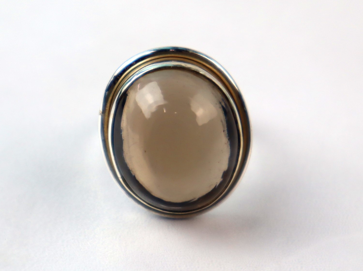 Elegant Fine Brown Smoky Quartz 925 Sterling Silver Oval Ring US#8