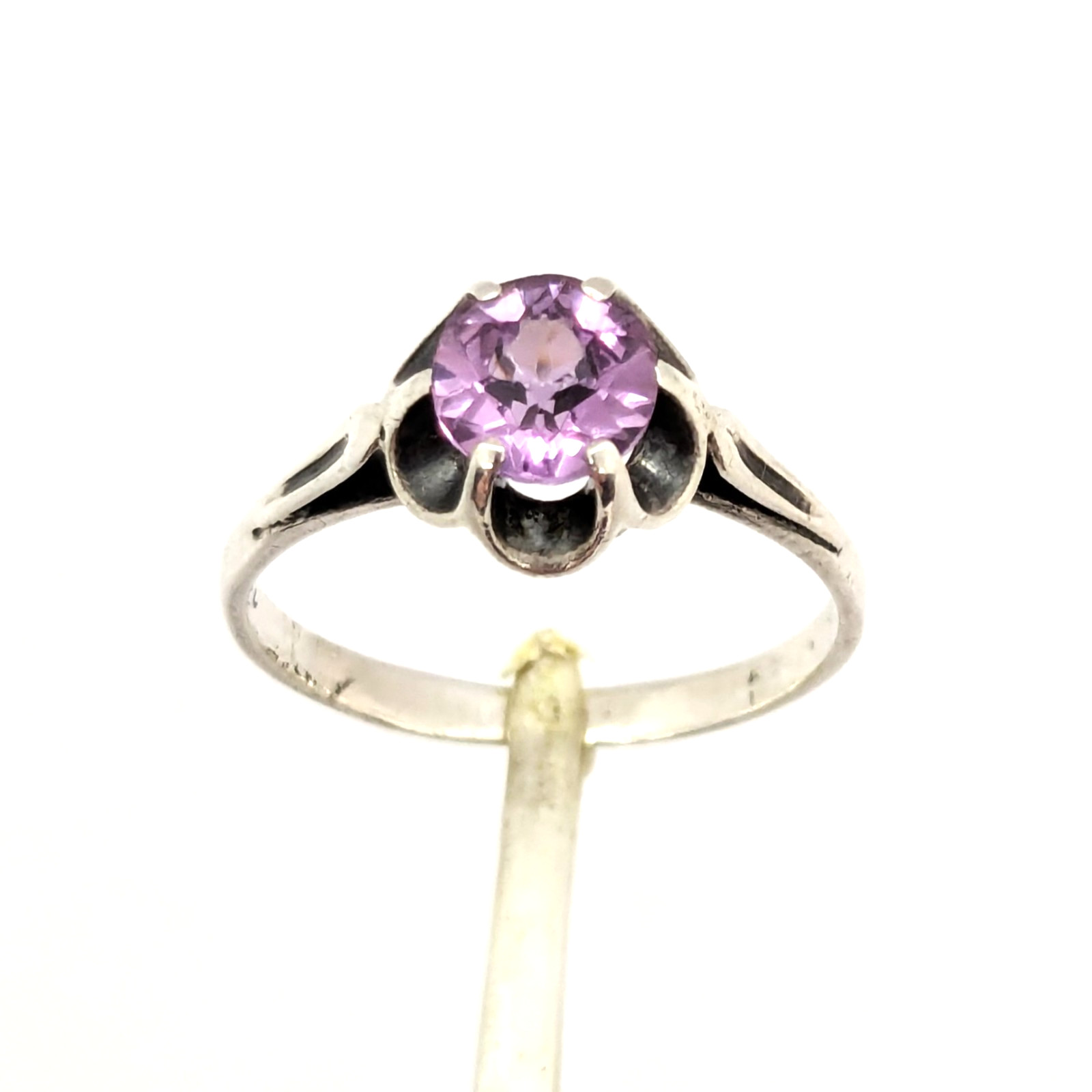 Vintage Soviet RING Silver⭐875 stamp Star with AMETHYST Stone -size: 7.25US| #11