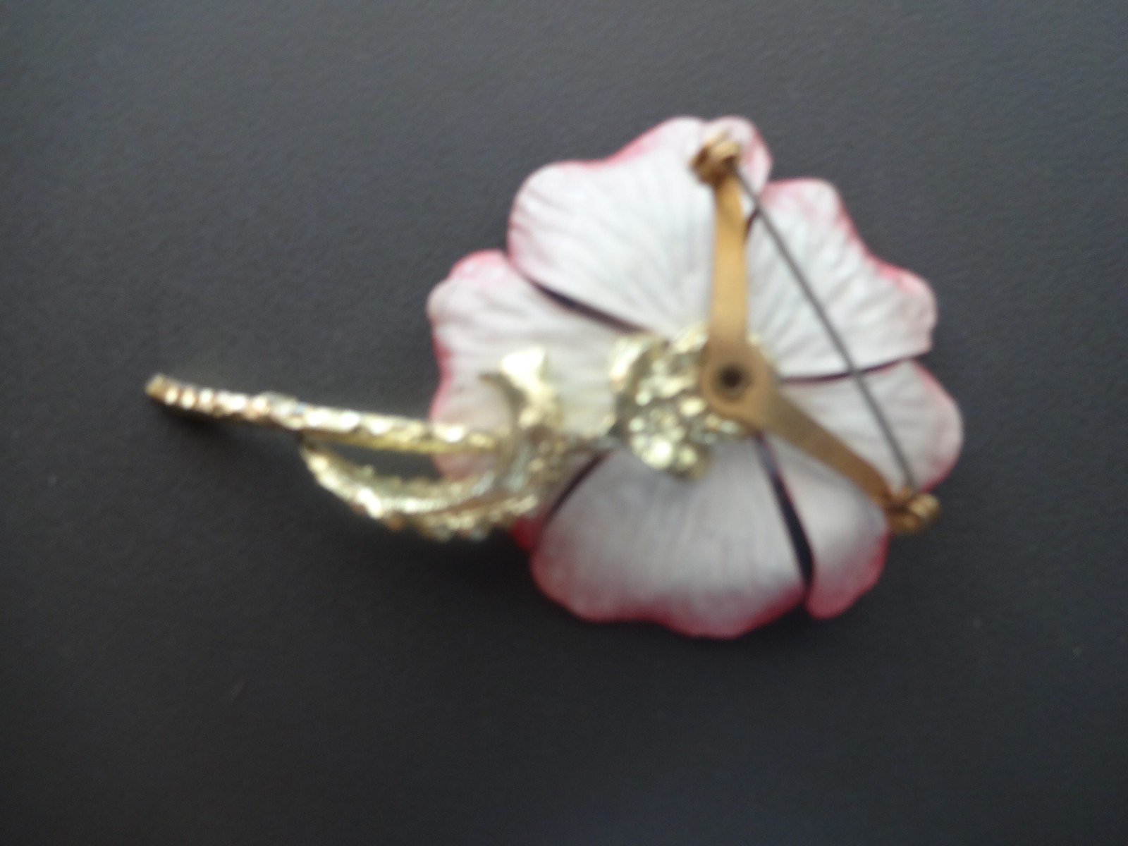 Vintage Enamel Red Poppy Flower Brooch Pin Large Red & Green Extremely Rare