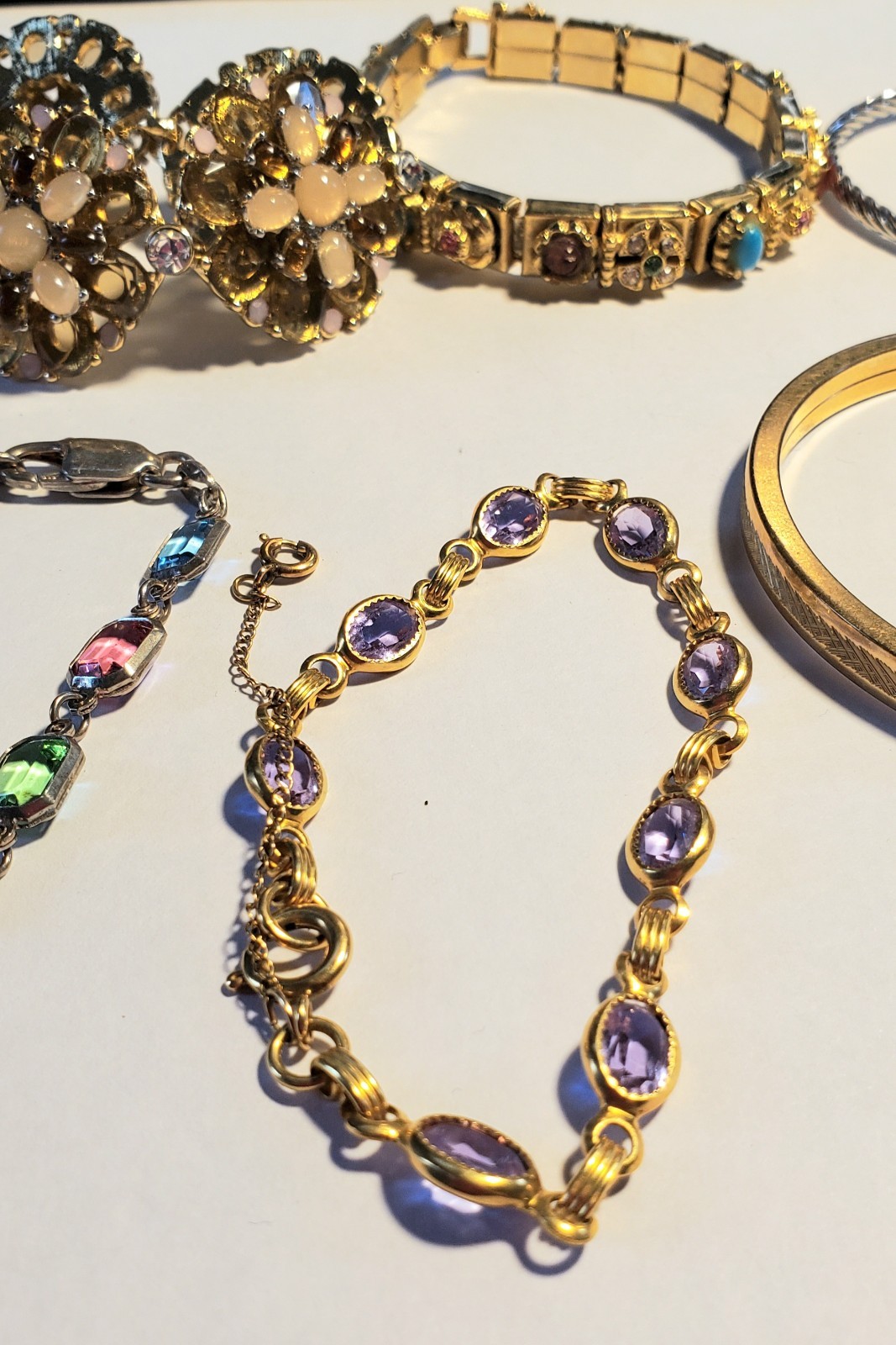 Vintage Bracelet Lot Of 6, Different Makers, Styles, Composition, Ages, Color