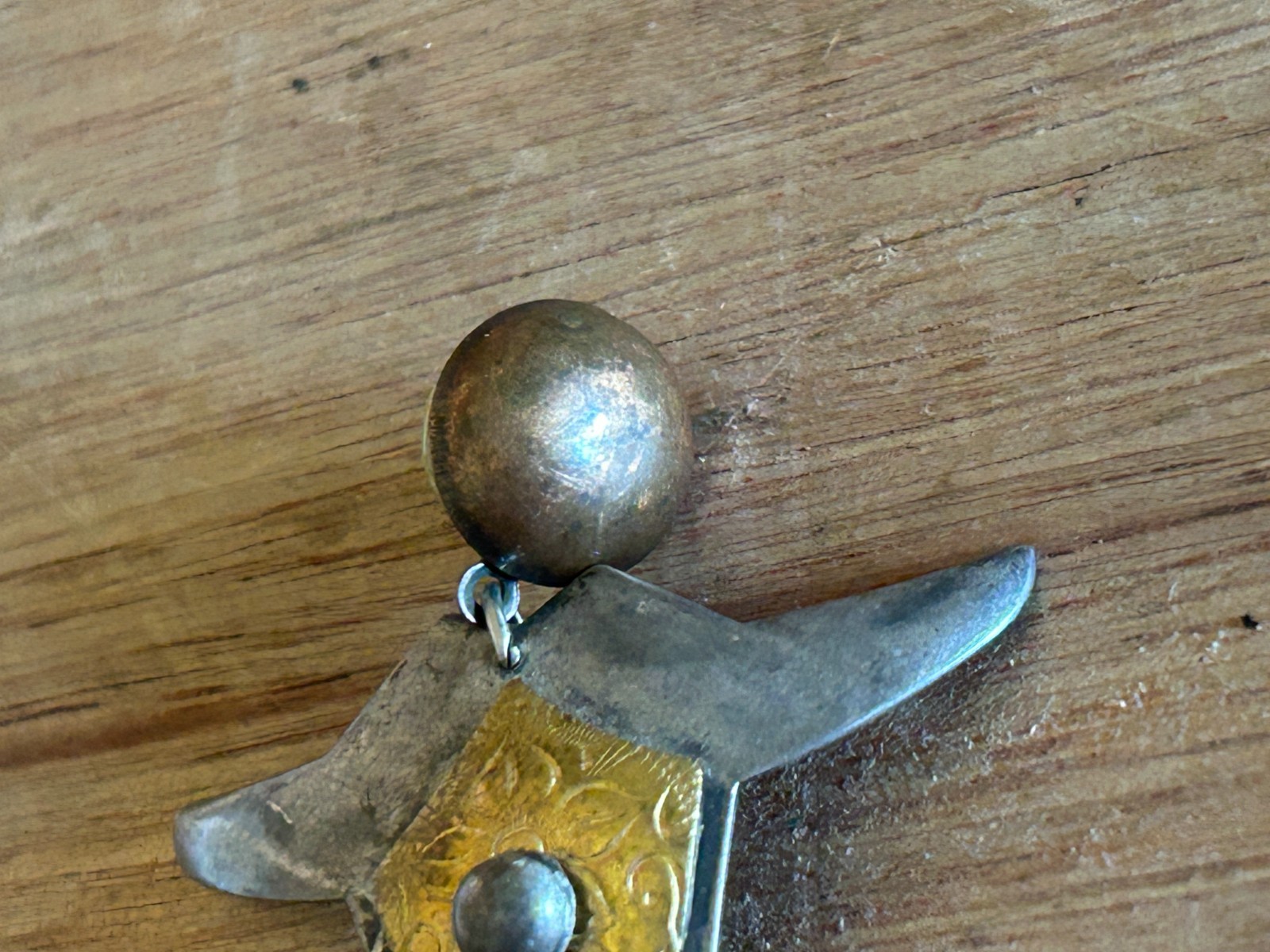 Modernist Earrings Mixed Metal Upper Torso Head Open Arms Vtg Pair Amazing