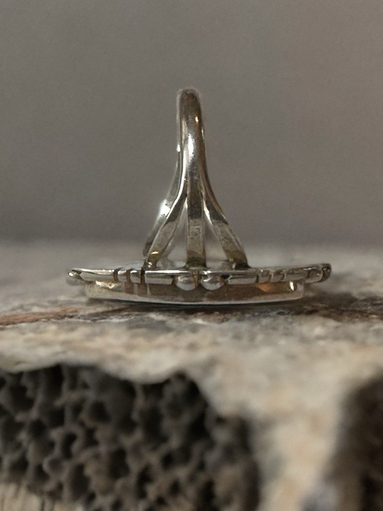 VINTAGE STERLING SILVER PAUA SHELL RING SIZE 7