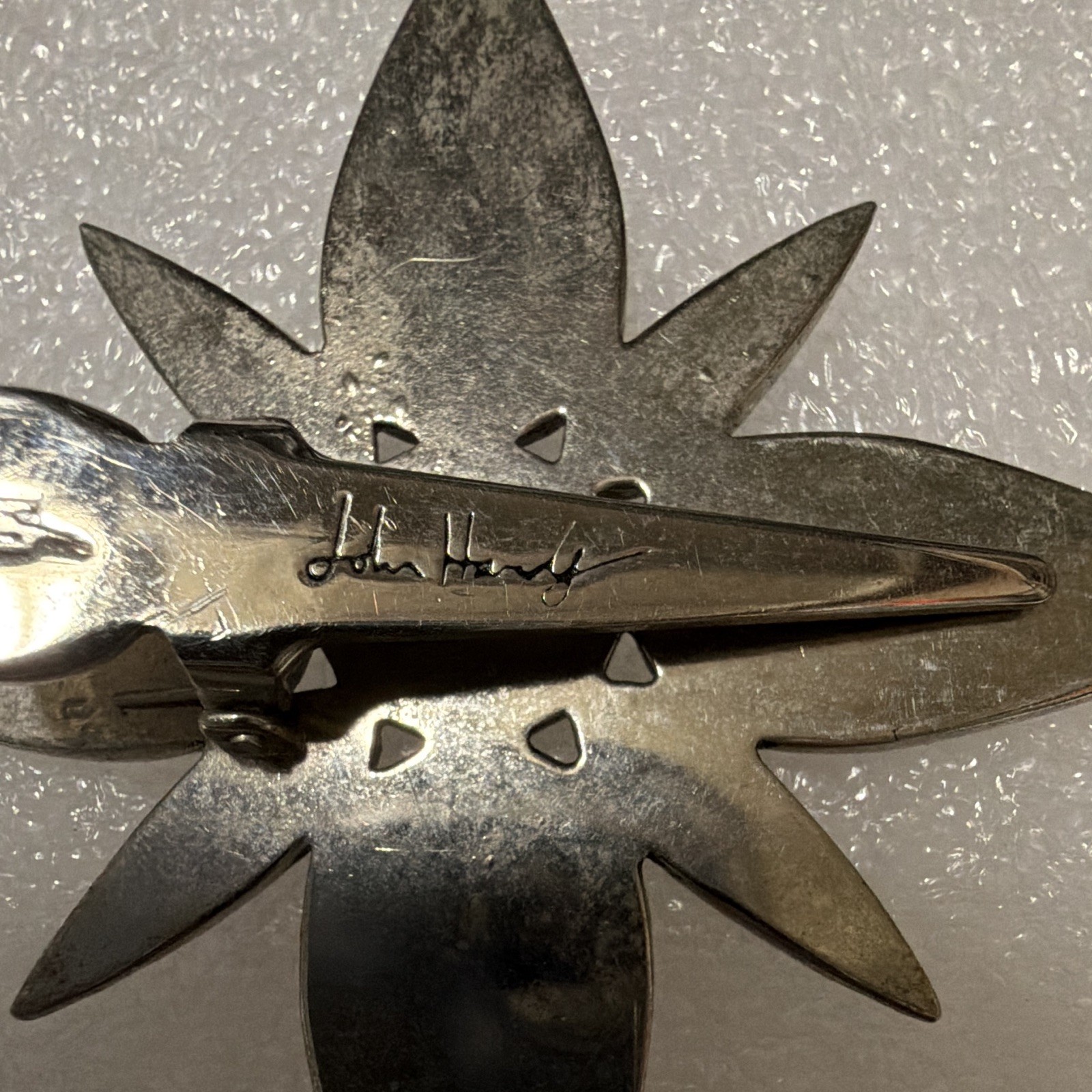 Vintage Signed John Hardy Starburst Bali Star Silver Tone Scarf Dress Clip