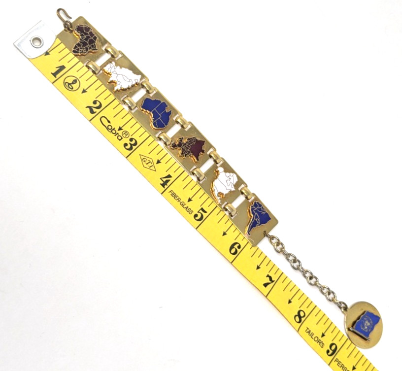 Vintage 60s United Nations Geoscheme Continental Regions Bracelet Bates & Klinke