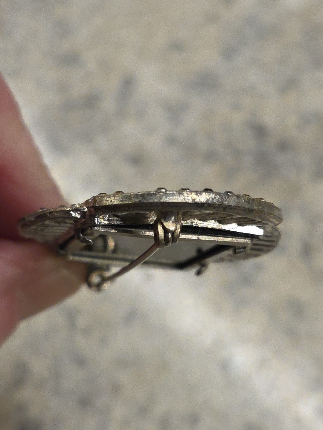 Vintage Art Deco Rhinestone Initial “BAL” Silver Tone Brooch Pin 2″ x 1.5″