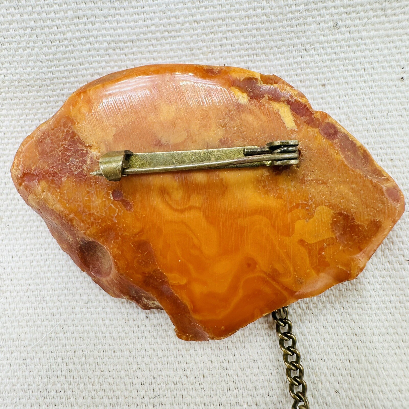 Vintage Nugget Landscape Baltic Amber Brooch Egg yolk USSR 1960s