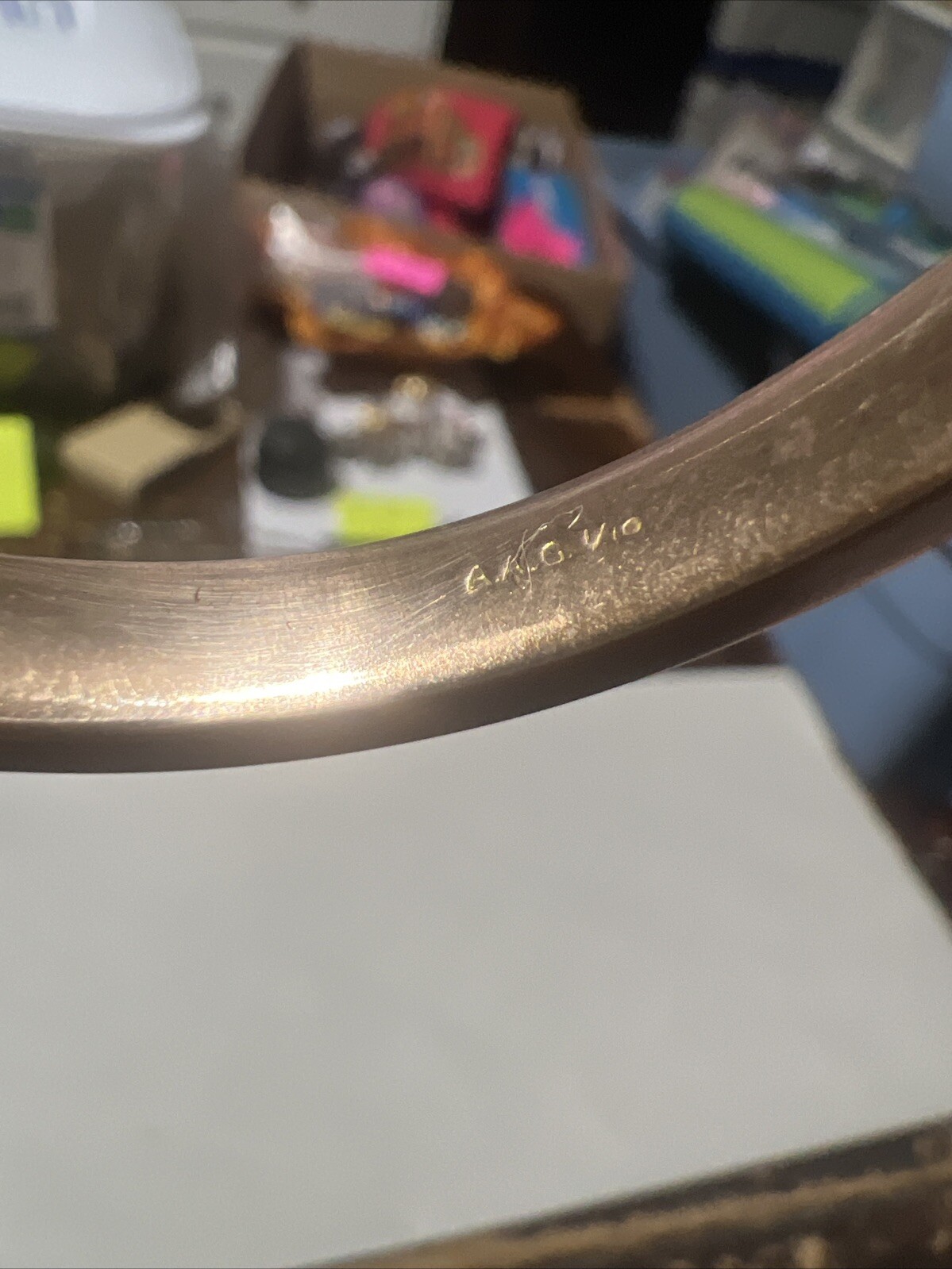 Vintage Victorian AAG 1/10 Rose gold Engraved Etched Bangle Bracelet READ