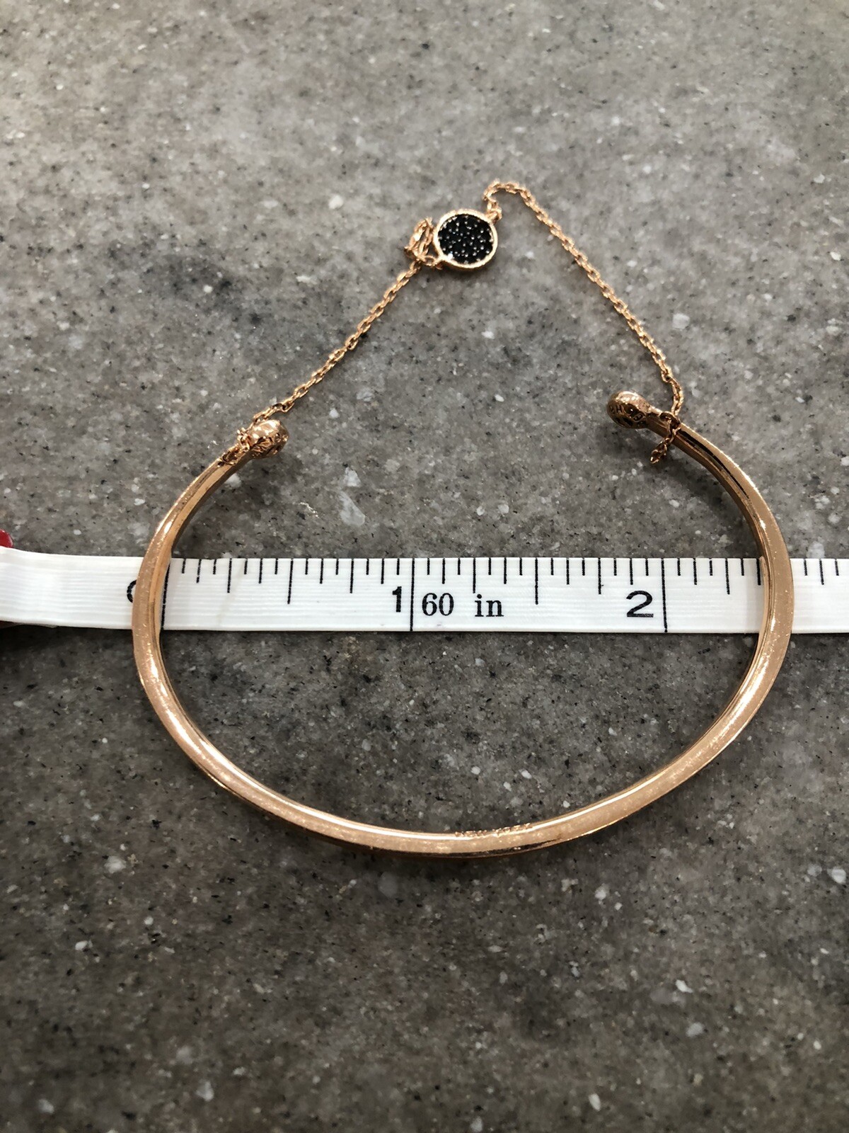 Henri bendel Rose Gold Plated Bracelet Blk Crystal Charm