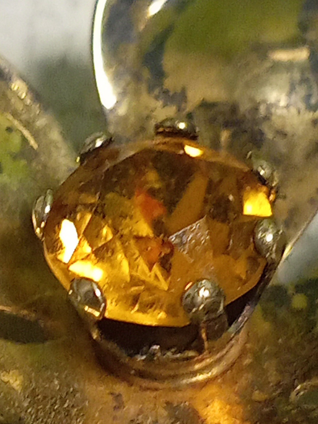 Gold Over Sterling Silver 1930’s-1950’s Broach Pin With Orange Unknown Gemstone!