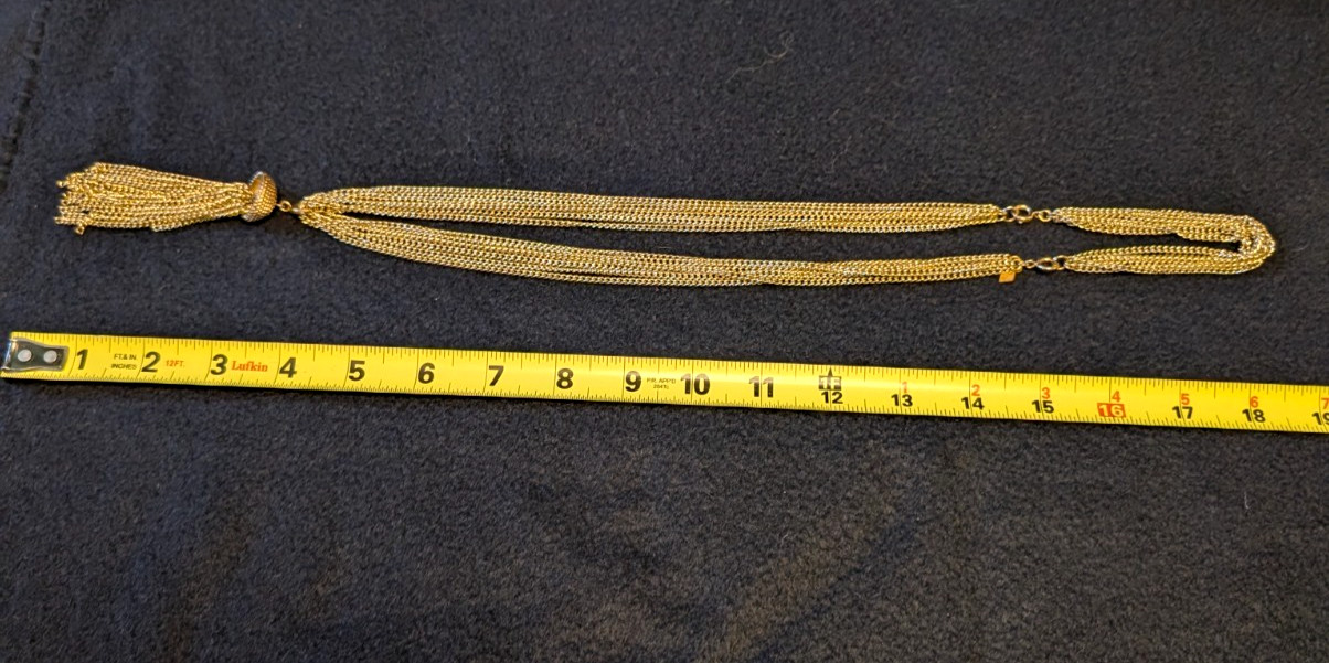 Vintage Women’s Sarah Coventry 36″ Goldtone Multichain Tassle Pendant Necklace